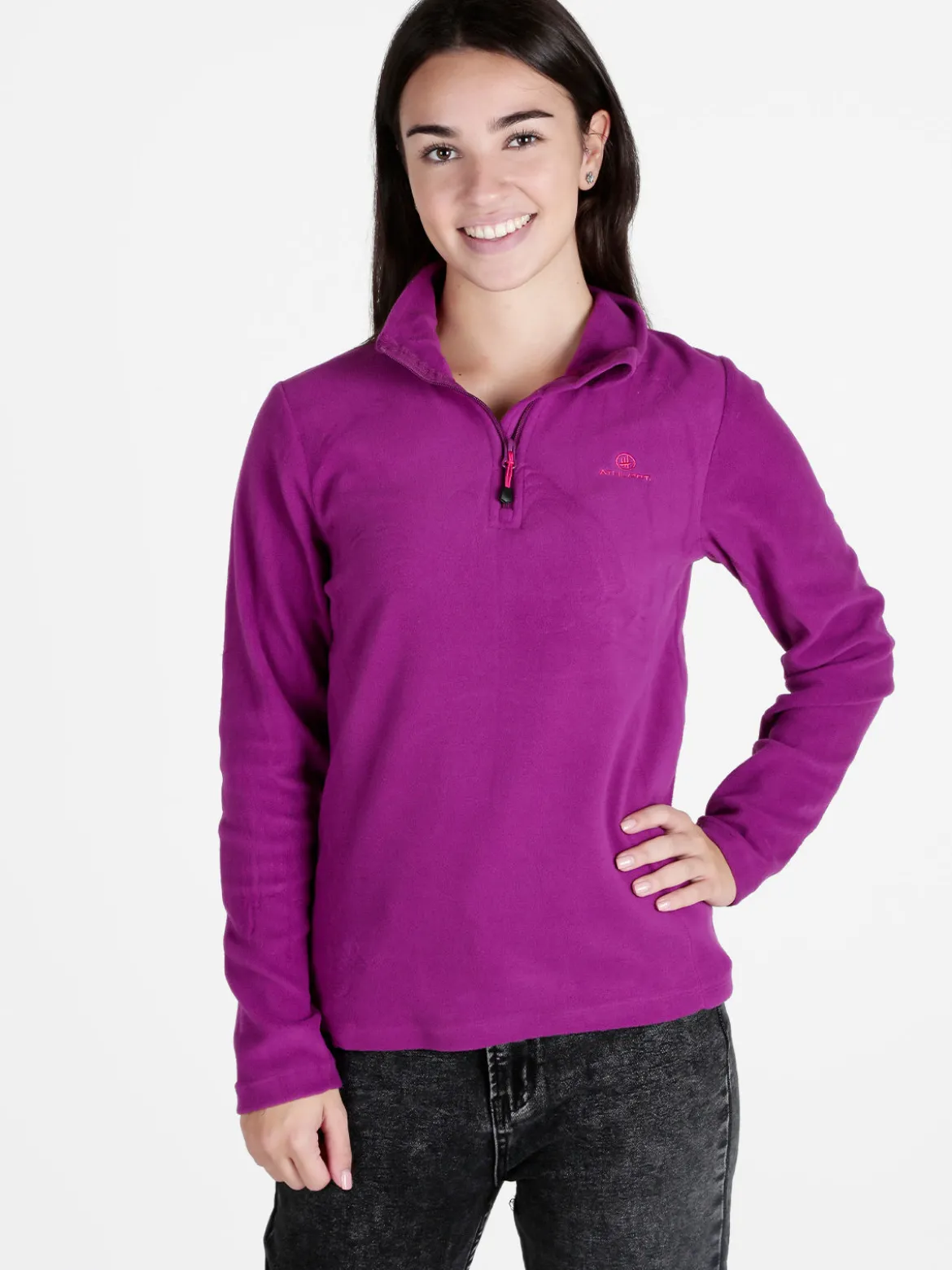 Athl Dpt Felpa donna in micropile mezza zip