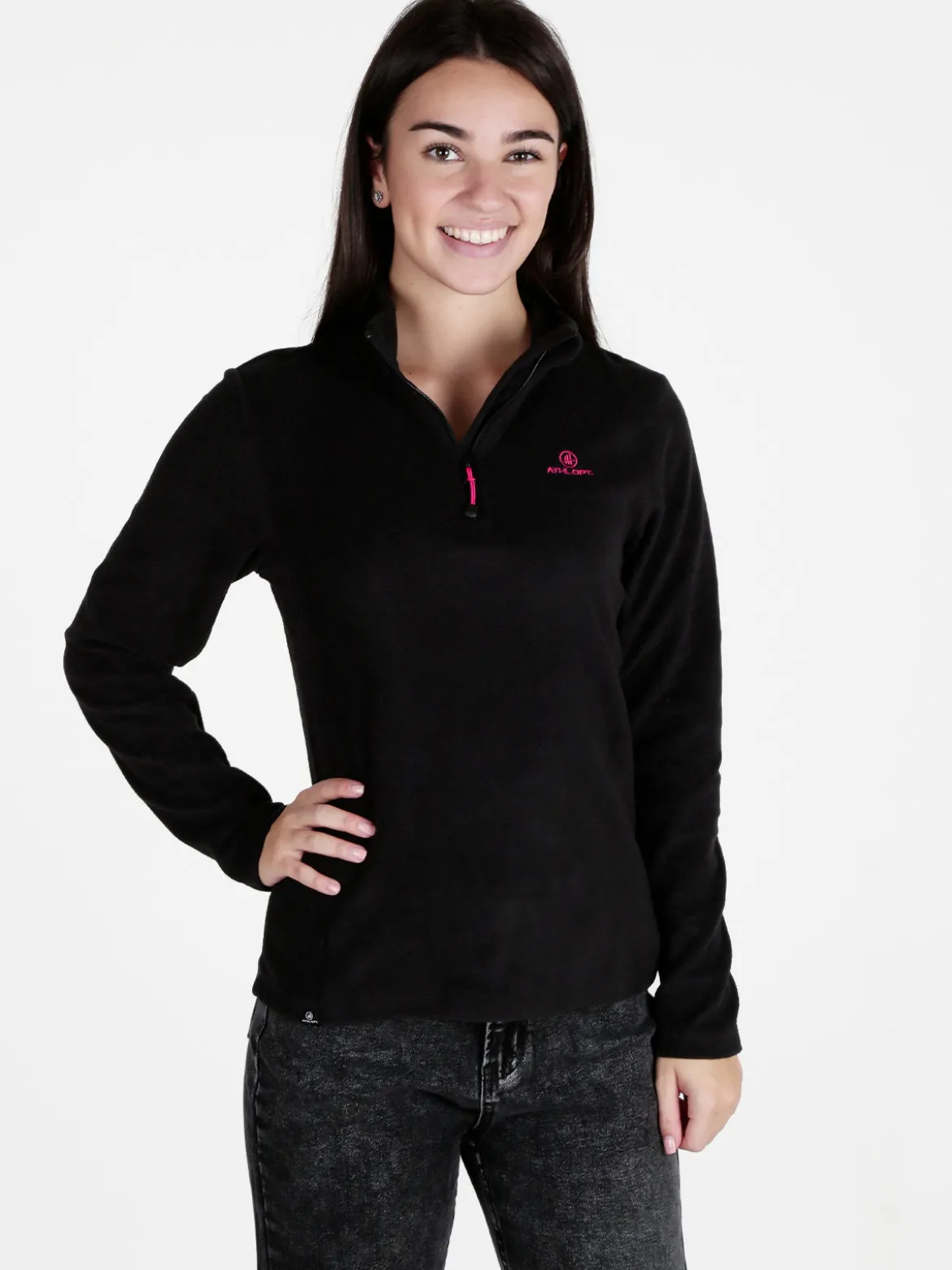 Athl Dpt Felpa donna in micropile mezza zip