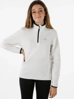 Athl Dpt Felpa donna mezza zip in micropile - bianco