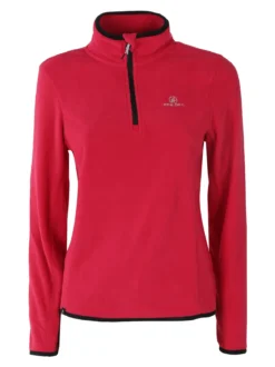 Athl Dpt Felpa donna mezza zip in micropile - fragola
