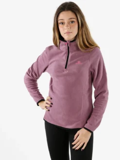 Athl Dpt Felpa donna mezza zip in micropile - lilla