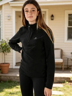 Athl Dpt Felpa donna mezza zip in micropile - nero