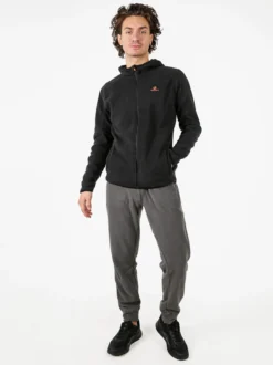Athl Dpt Felpa uomo con cappuccio e zip in micropile - nero