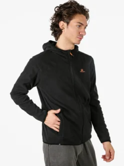 Athl Dpt Felpa uomo con cappuccio e zip in micropile - nero