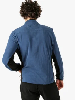 Athl Dpt Felpa uomo full zip in micropile con bordi a contrasto - cielo