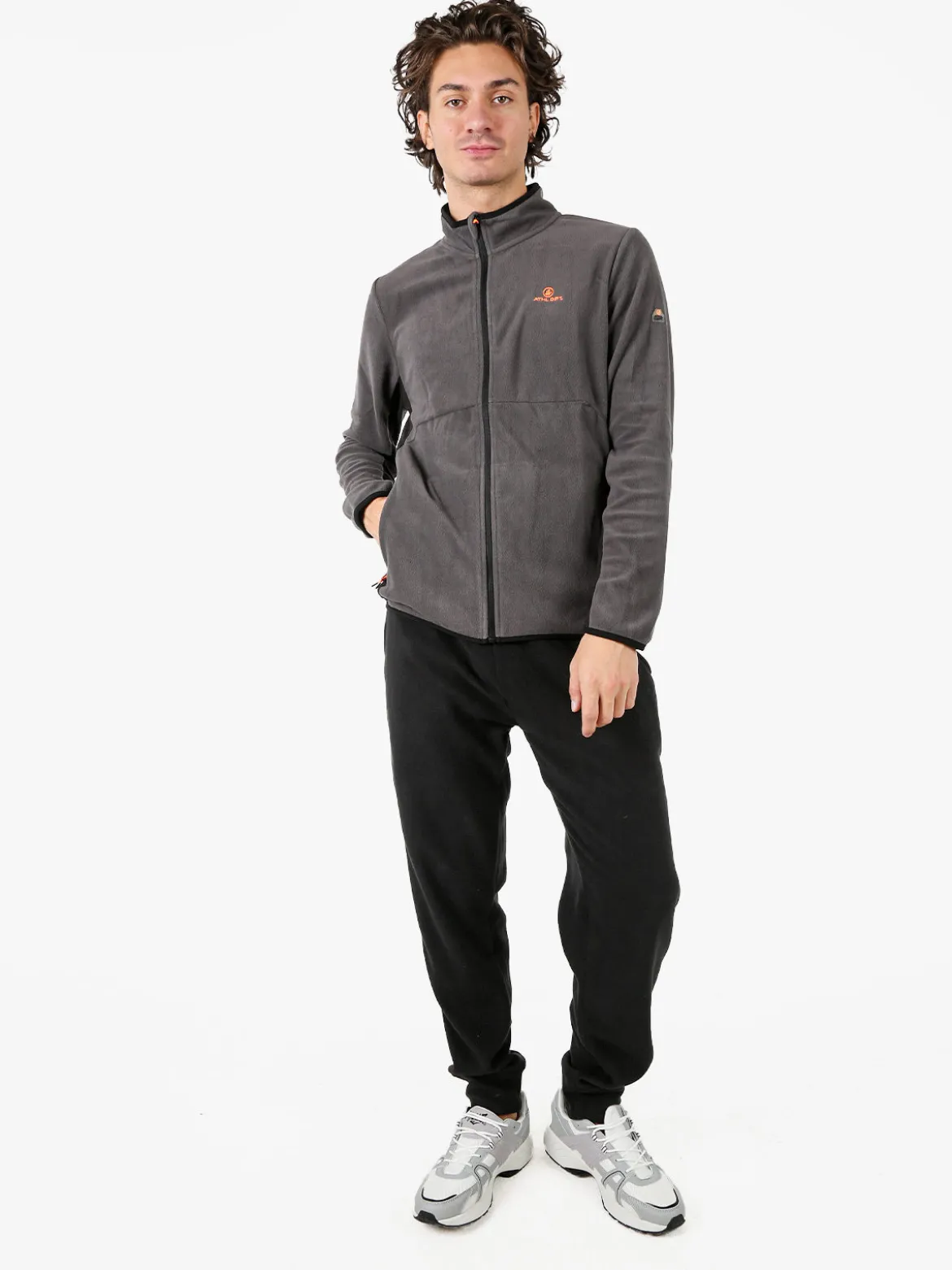 Athl Dpt Felpa uomo full zip in micropile con bordi a contrasto - antracite