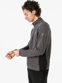 Athl Dpt Felpa uomo full zip in micropile con bordi a contrasto - antracite
