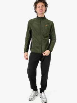 Athl Dpt Felpa uomo full zip in micropile con bordi a contrasto - militare