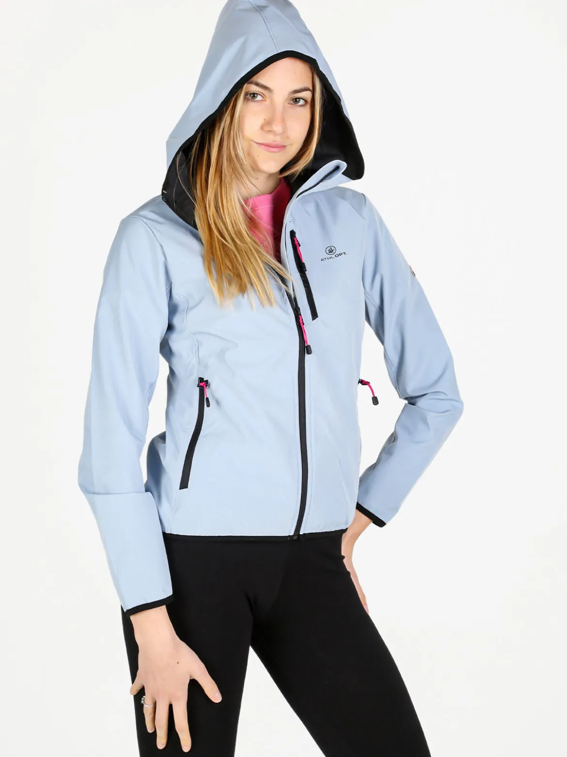 Athl Dpt Giacca a vento da donna con cappuccio e zip