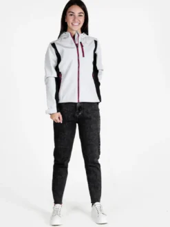 Athl Dpt Giacca da donna impermeabile bicolore con cappuccio e interno in pile