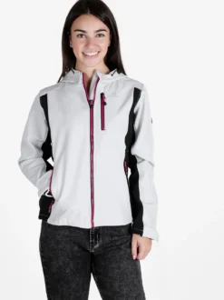 Athl Dpt Giacca da donna impermeabile bicolore con cappuccio e interno in pile