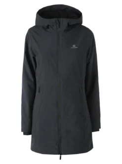 Athl Dpt Giubbotto lungo da donna impermeabile con cappuccio e zip - blu scuro