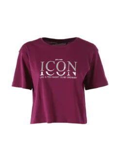 Athl Dpt T-shirt donna cropped in cotone con stampa - viola