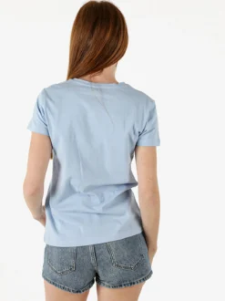 Athl Dpt T-shirt donna in cotone con stampa argento - azzurro