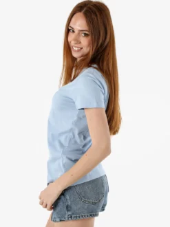 Athl Dpt T-shirt donna in cotone con stampa argento - azzurro