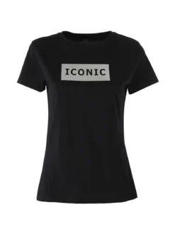 Athl Dpt T-shirt donna in cotone con stampa argento - nero