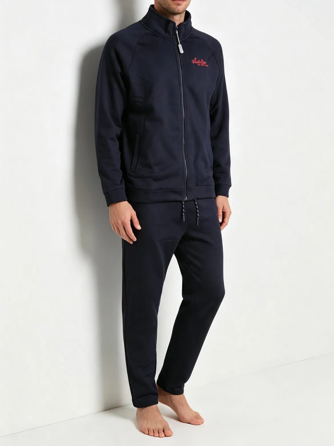 Australian Completo tuta da uomo 2 pezzi full zip con interno felpato - blu scuro