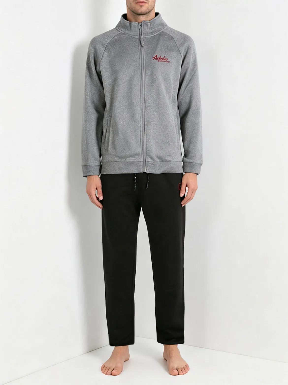 Australian Completo tuta da uomo 2 pezzi full zip con interno felpato - grigio