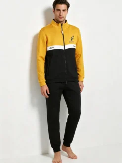 Australian Completo tuta 2 pezzi da uomo full zip con interno felpato - giallo