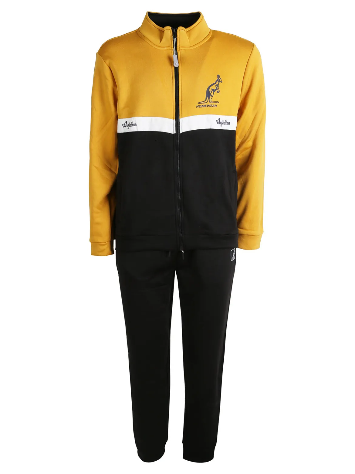 Australian Completo tuta 2 pezzi da uomo full zip con interno felpato - giallo