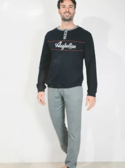 Australian Pigiama da uomo in cotone interlock bicolore