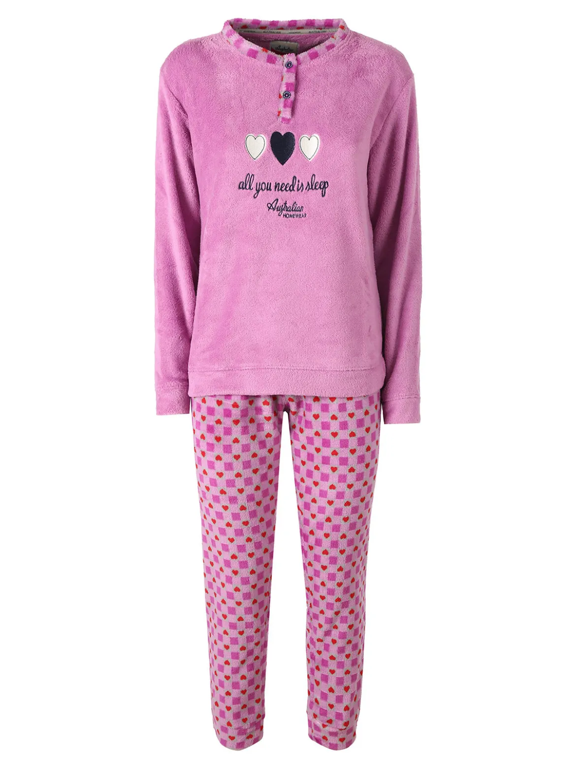 Australian Pigiama donna invernale in pile - lilla