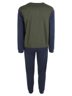 Australian Pigiama lungo da uomo in misto cotone interlock - blu scuro