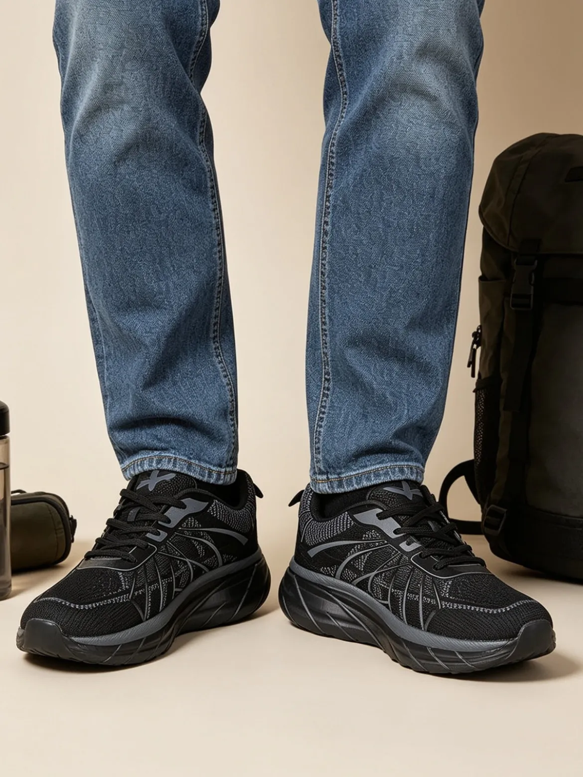 Axa Shoes Sneakers sportive da uomo in maglia - nero