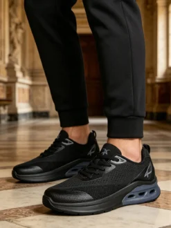 Axa Shoes Sneakers sportive da uomo in maglia - nero