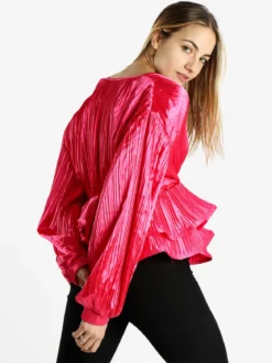 Azaka Blusa donna plissetata con balze sul finale