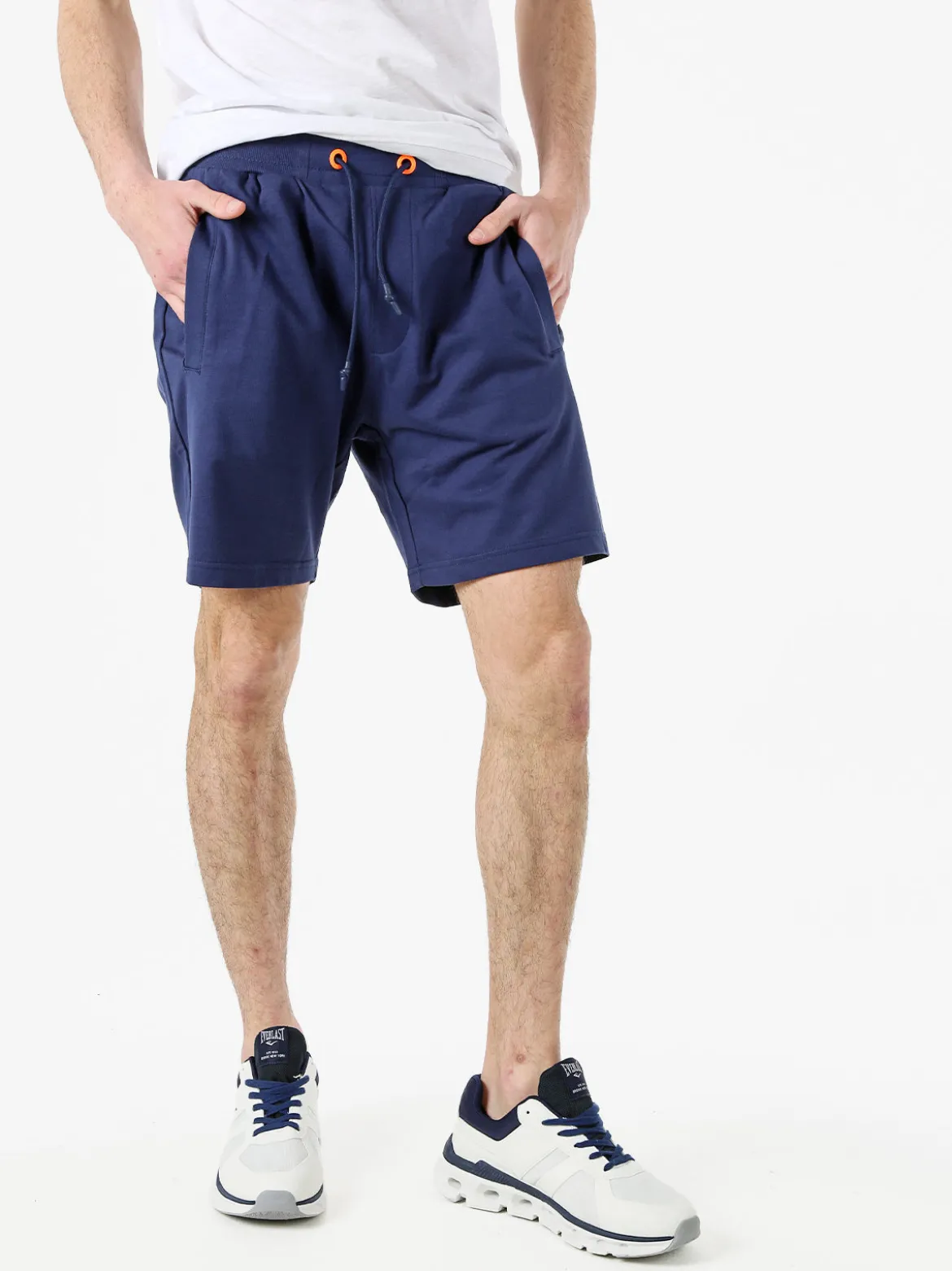 Baci & Abbracci Bermuda da uomo in cotone con coulisse - blu scuro