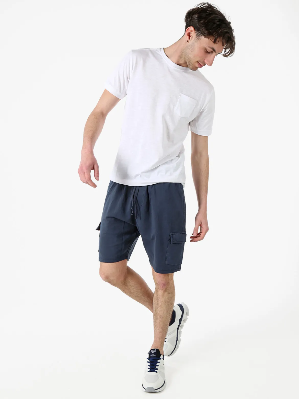 Baci & Abbracci Bermuda da uomo in cotone con tasconi - blu scuro