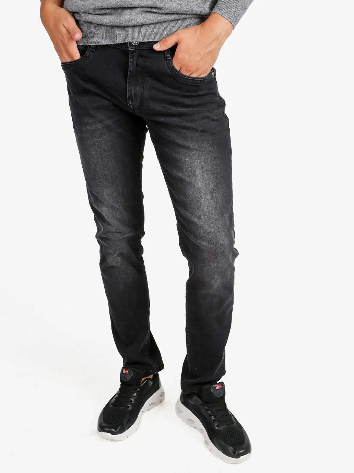 Baci & Abbracci Jeans da uomo slim fit a vita bassa- nero