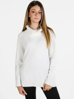 Baci & Abbracci Maglia dolcevita donna in tinta unita - bianco