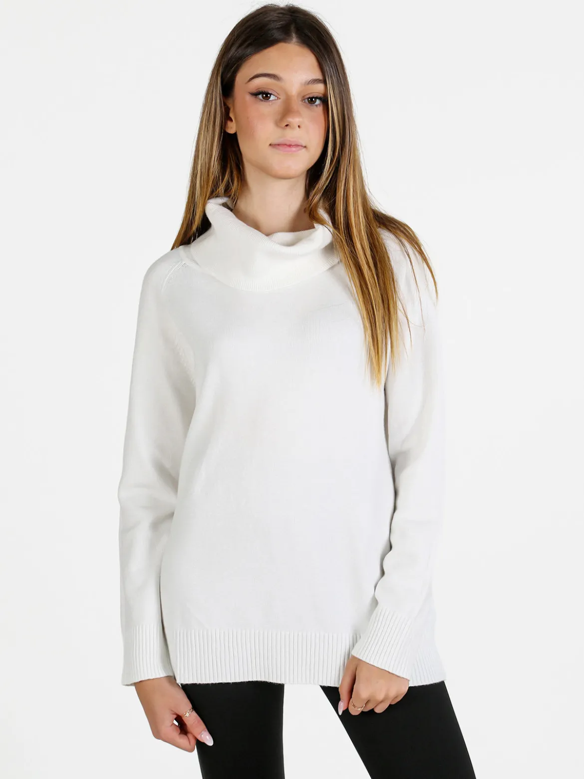 Baci & Abbracci Maglia dolcevita donna in tinta unita - bianco