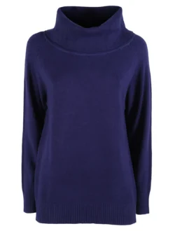 Baci & Abbracci Maglia dolcevita donna in tinta unita - bluette