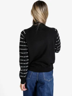 Baci & Abbracci Maglione dolcevita da donna con dettagli pelosi - nero