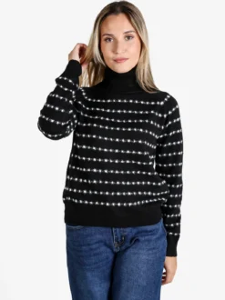 Baci & Abbracci Maglione dolcevita da donna con dettagli pelosi - nero