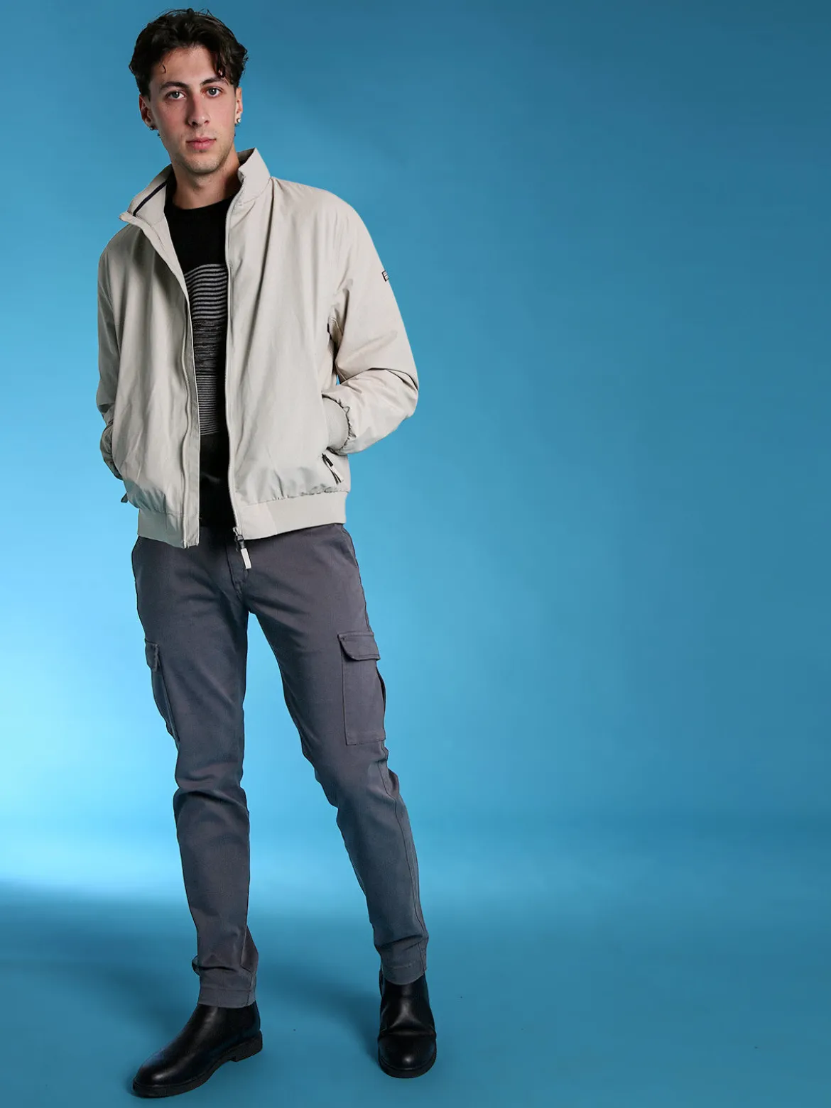 Baci & Abbracci Pantaloni uomo in cotone con tasconi - grigio