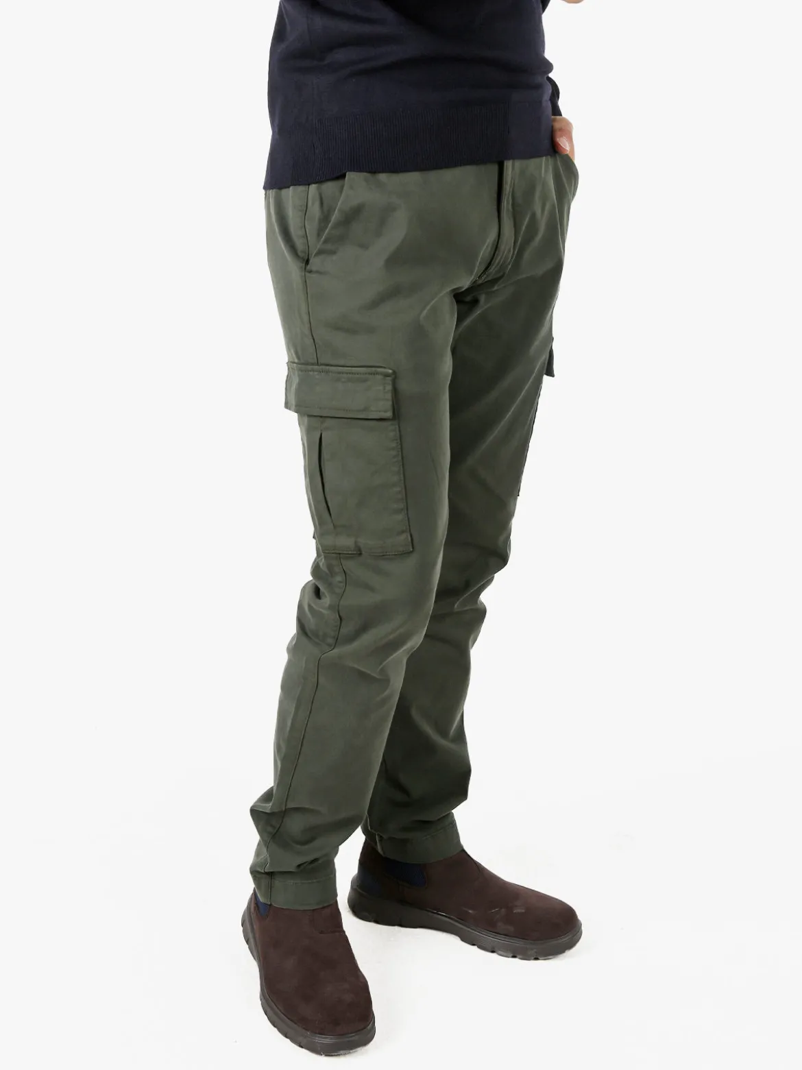 Baci & Abbracci Pantaloni uomo in cotone con tasconi - militare