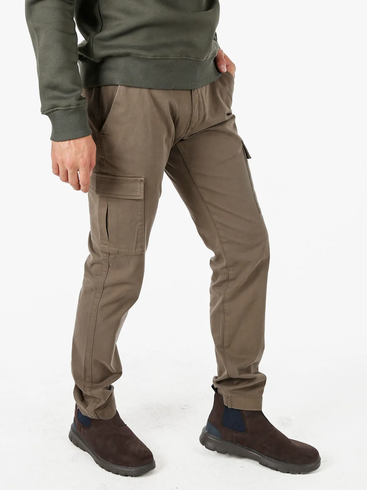 Baci & Abbracci Pantaloni uomo in cotone con tasconi - taupe