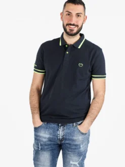 Baci & Abbracci Polo da uomo fluo a maniche corte in cotone