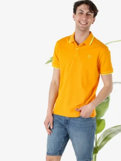 Baci & Abbracci Polo da uomo fluo a maniche corte in cotone - arancione