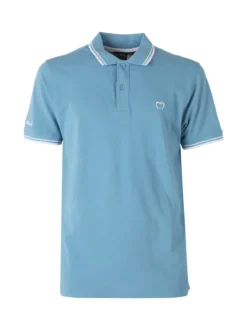 Baci & Abbracci Polo da uomo in cotone a maniche corte - azzurro