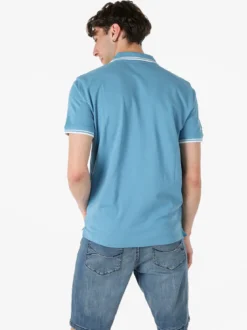 Baci & Abbracci Polo da uomo in cotone a maniche corte - azzurro