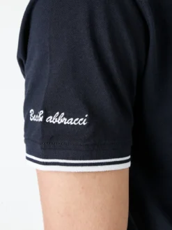 Baci & Abbracci Polo da uomo in cotone a maniche corte - blu scuro