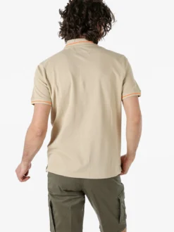 Baci & Abbracci Polo da uomo in cotone a maniche corte con logo davanti e dietro - sabbia