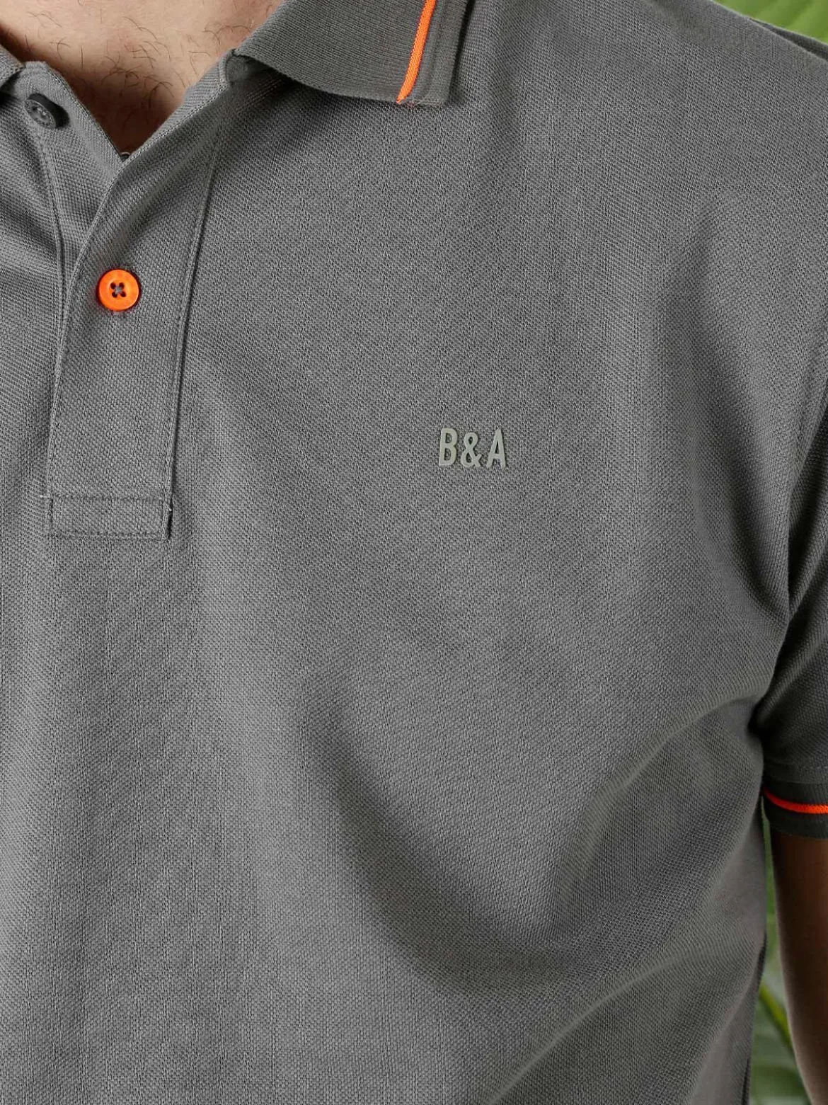 Baci & Abbracci Polo da uomo in cotone a maniche corte con logo davanti e dietro - antracite