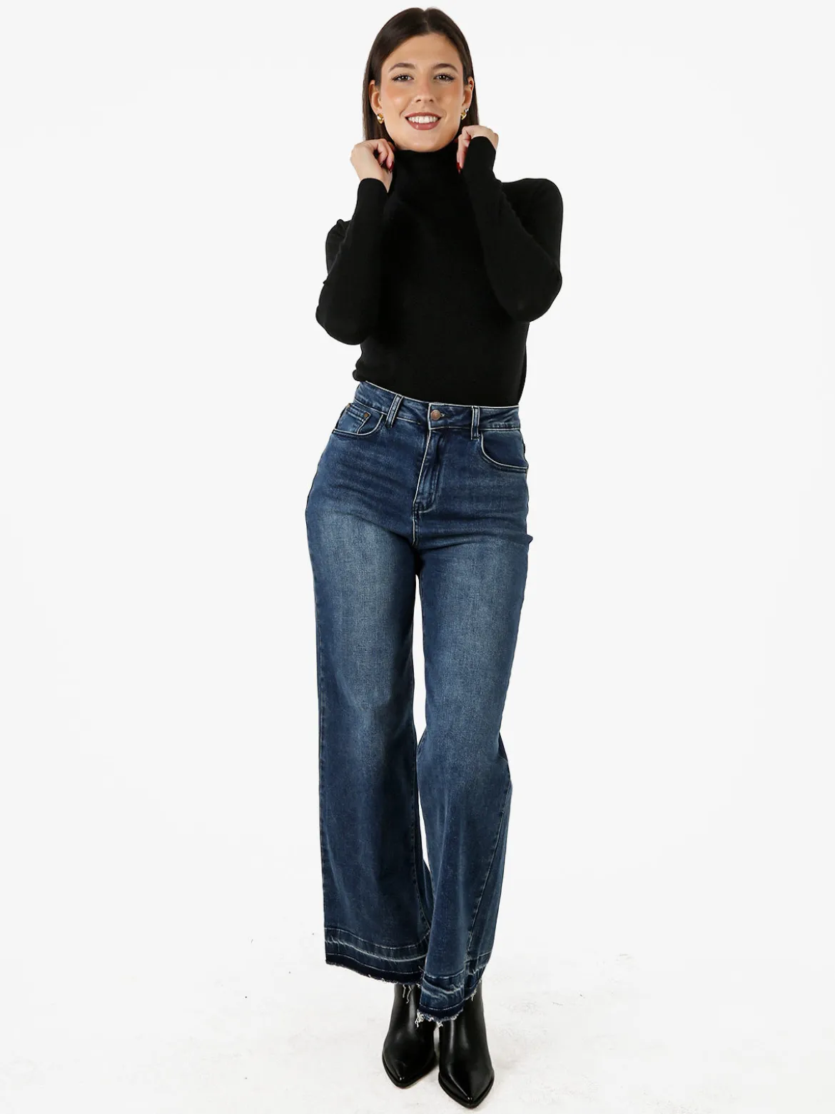 Baci & Abbracci Pullover dolcevita da donna in maglia - nero