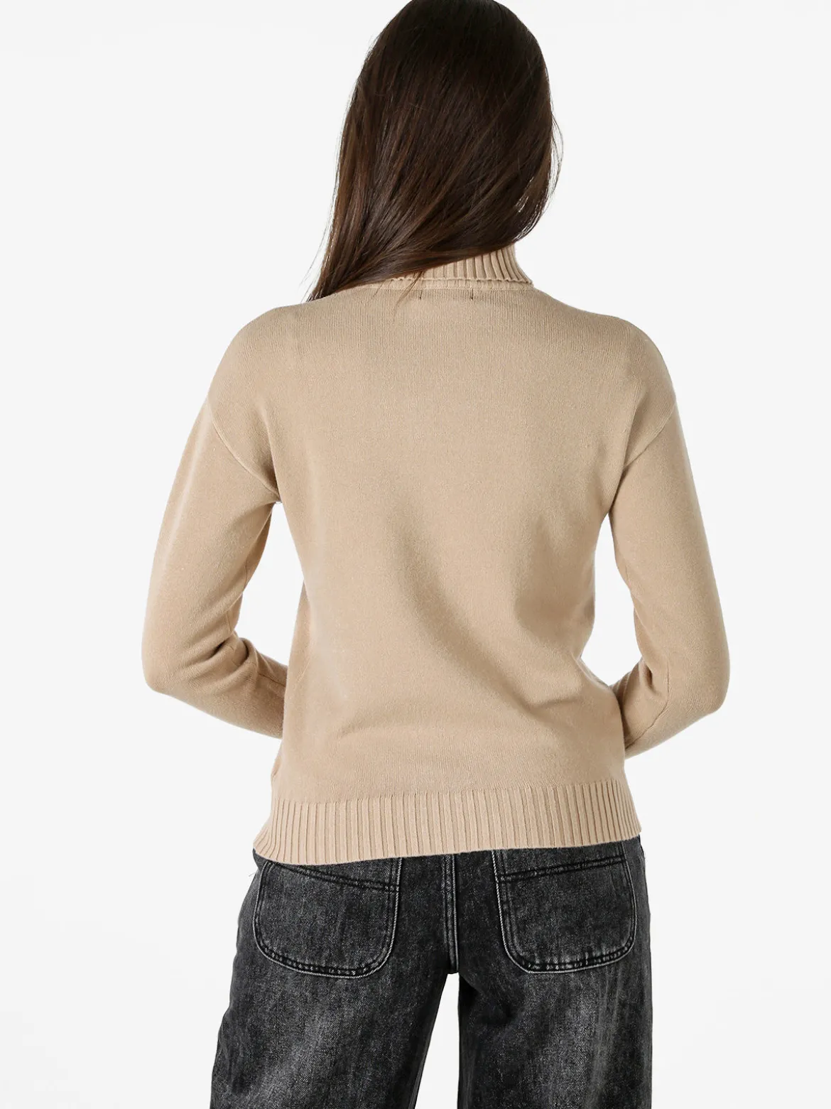 Baci & Abbracci Pullover donna dolcevita in maglia - beige
